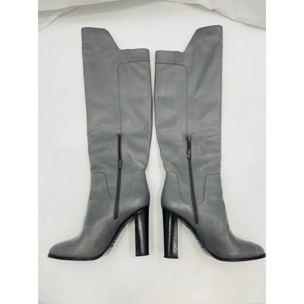 Vince 9 Dempsey over-the-knee OTK block heel boot grey